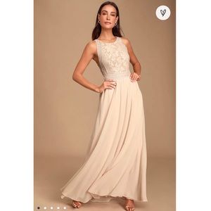 Lulu’s Forever & Always Blush Pink Lace Maxi Dress
